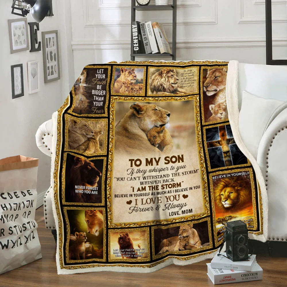 To My Son, I Am The Storm, Love Mom, Lion Sofa Throw Blanket