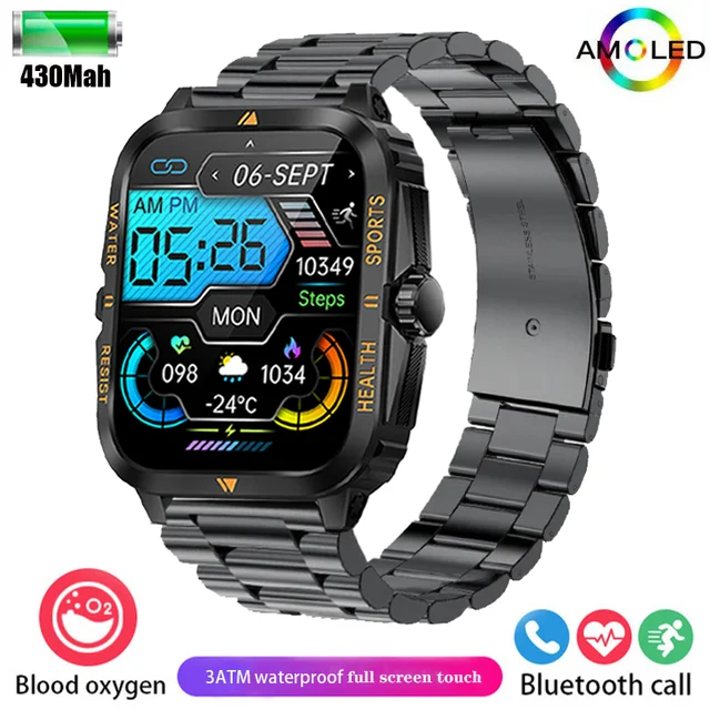 New men's three-proof outdoor 3ATM deep waterproof smartwatch 1.93inch430Mah large battery HD Bluetooth call smartwatch + box