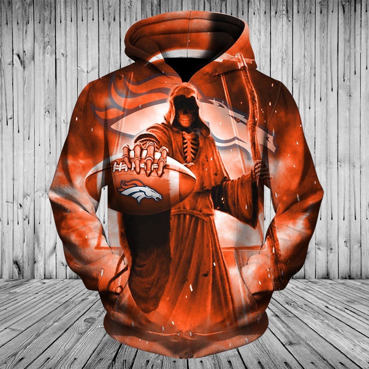 BRONCOS HOODIE DEATH SKULL 3D7