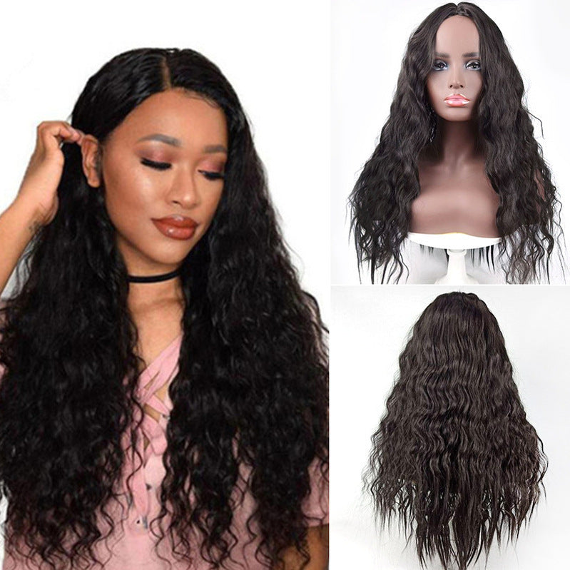 Luna Wigs Mid-point Bangs Long Curly Wig for African Americans