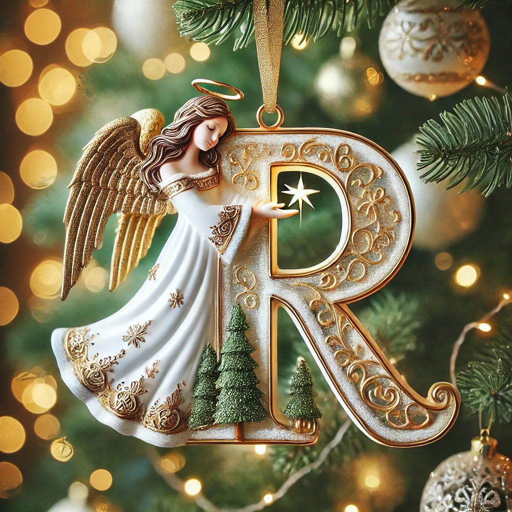 Angel Initial Christmas Ornaments
