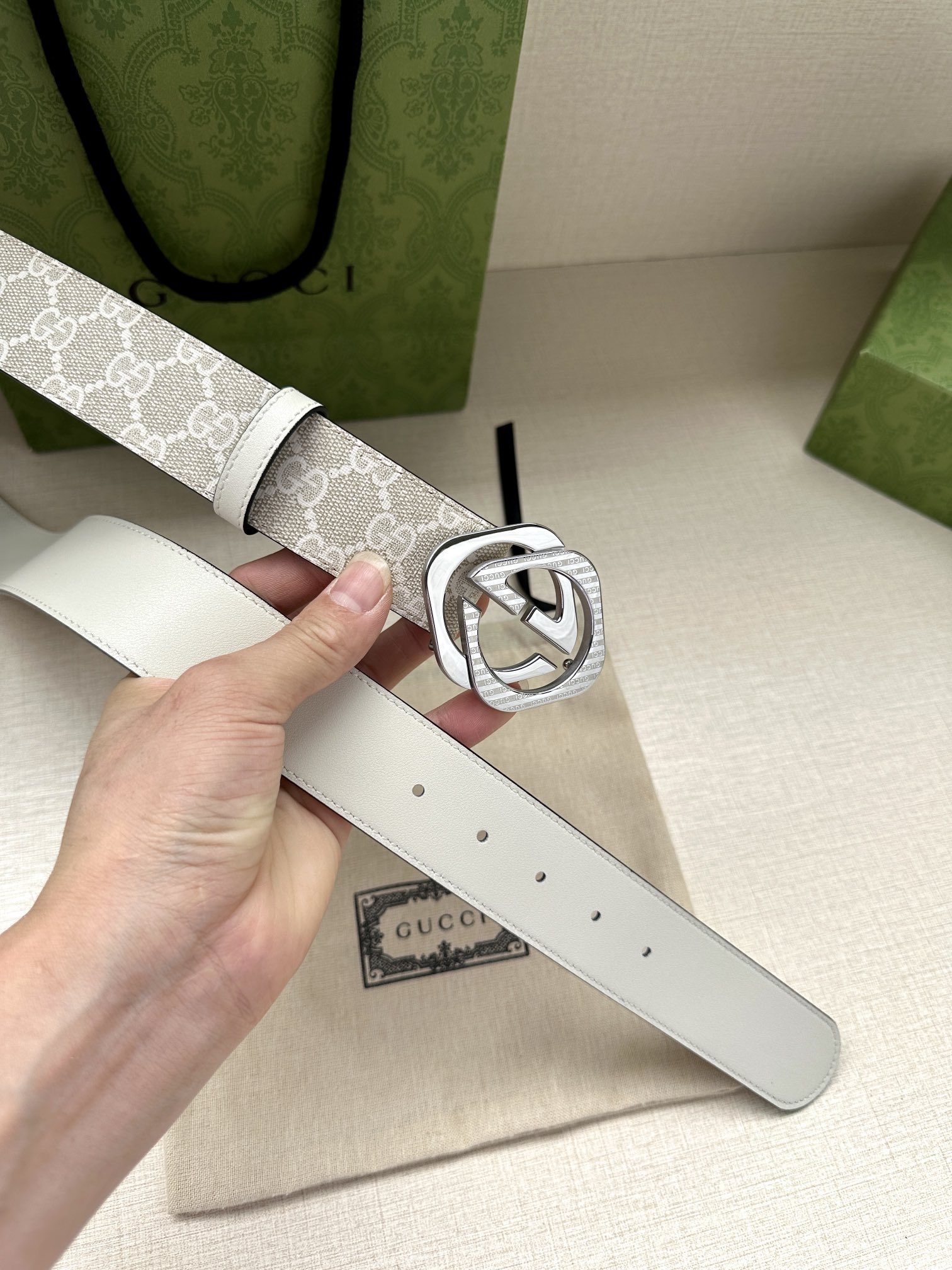 Gucci Marmont printed leather belt 3.8cm wide