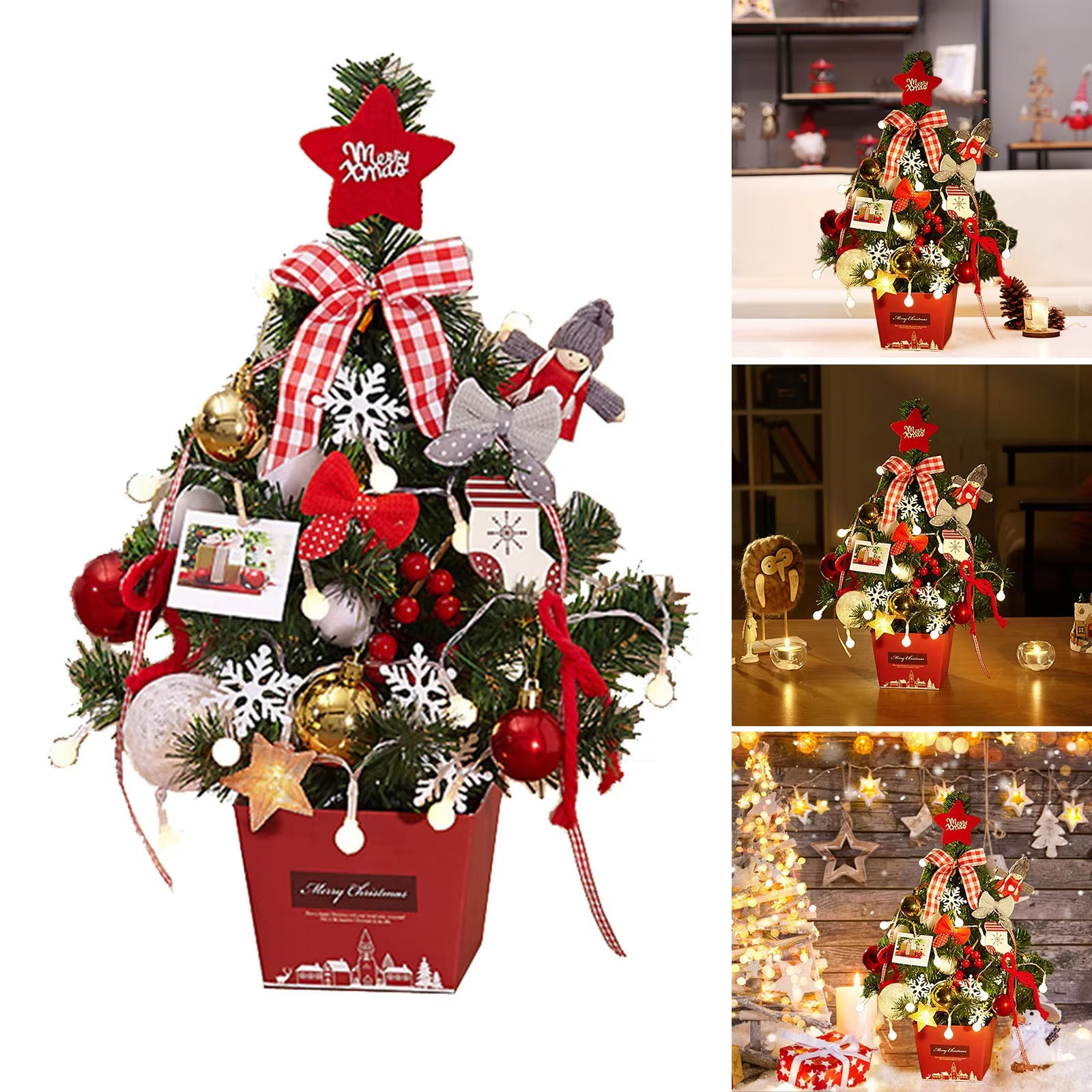 💥ON SALE💥Mini Christmas Tree with LED Lights & Ornaments — Xmas Tabletop Decoration 🎄✨