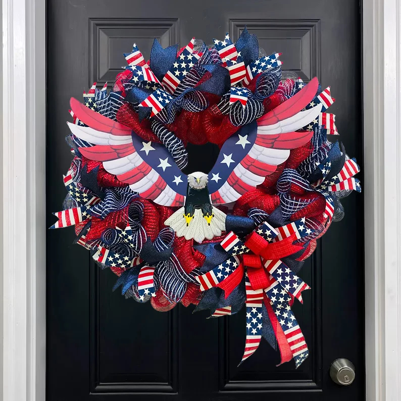 🔥[SAVE 50% OFF]--45CM/18 Inch Handmade American Patriotic Eagle Wreath---BUY 2 FREE SHIPPING