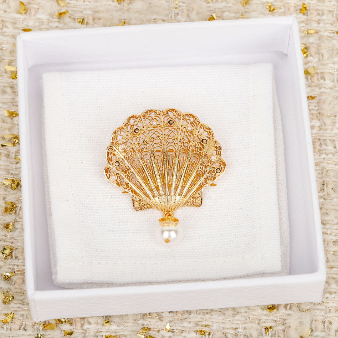 Dior Shell CD Pearl Brooch