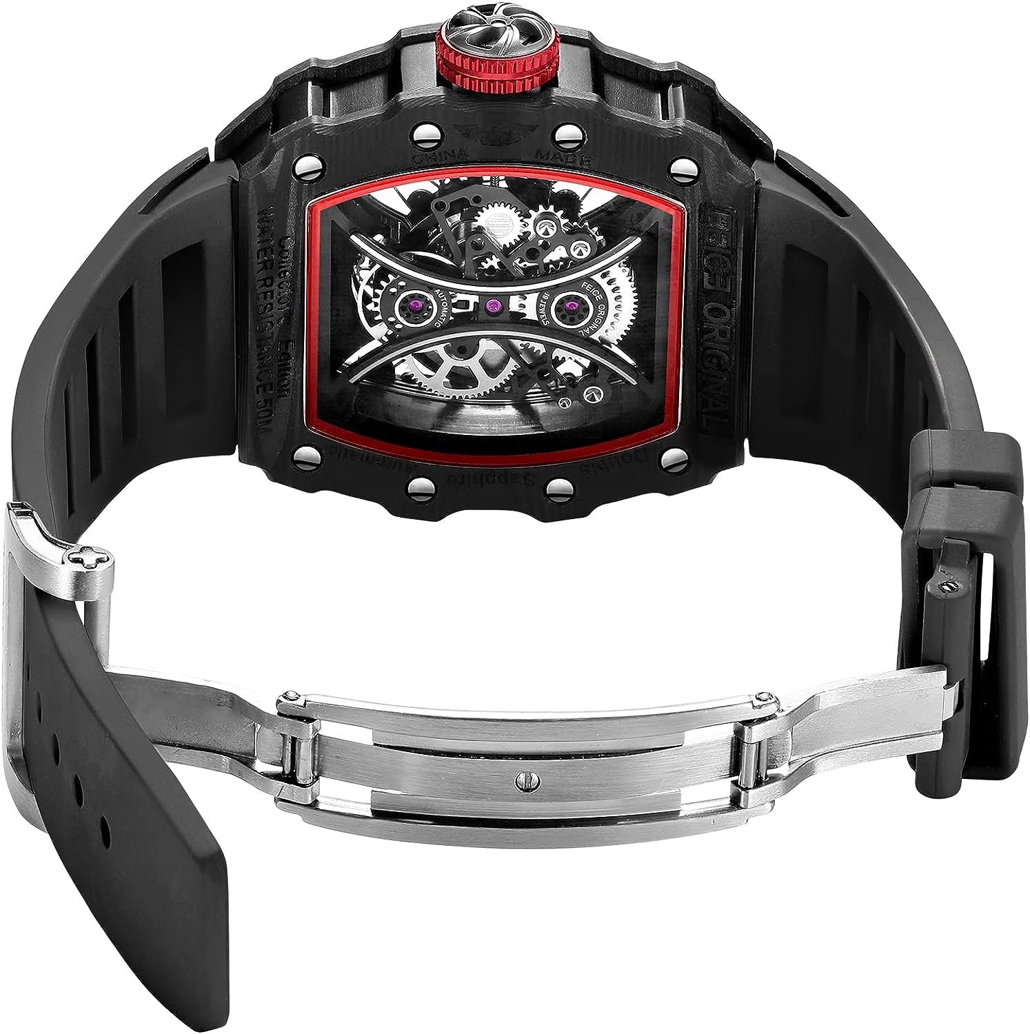 FM602 Automatic Watches Luxury Sapphire Mirror Skeleton Mechanical Wat