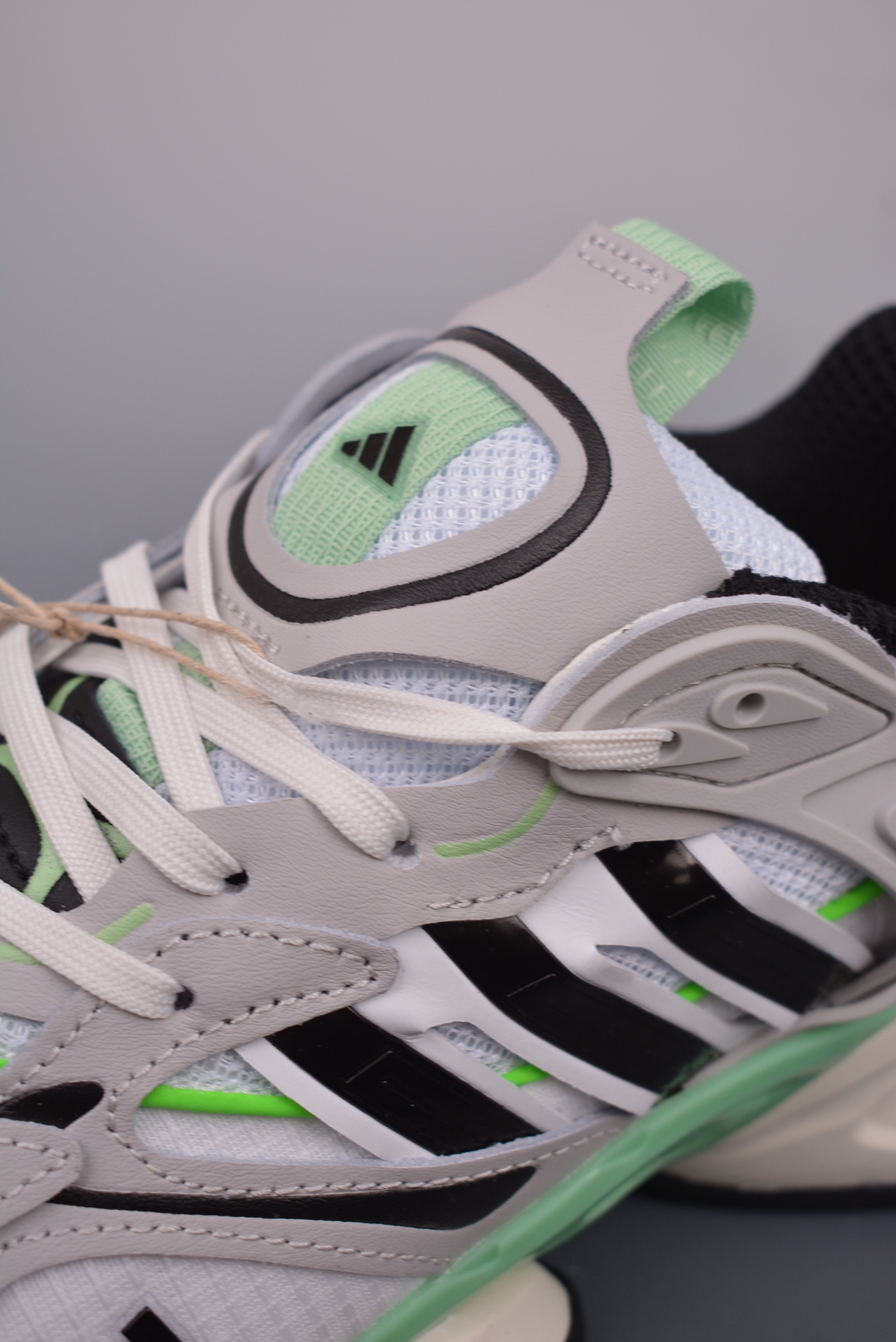 Adidas XLG Runner Deluxe light gray, white, black and green IH7800