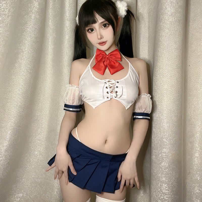Lace Up JK Uniform Lingerie Set