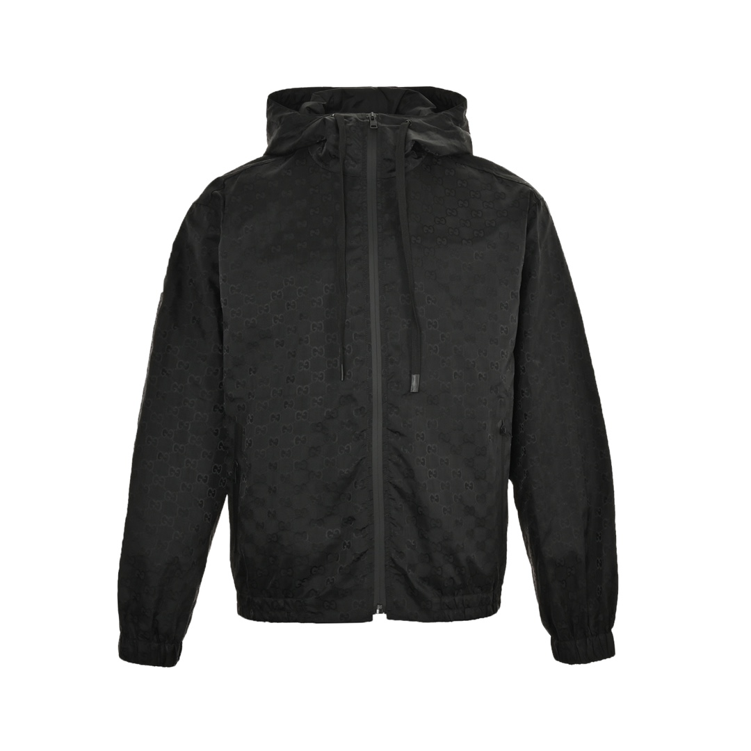 Gucci 24Fw Double G obscure jacquard nylon hooded jacket