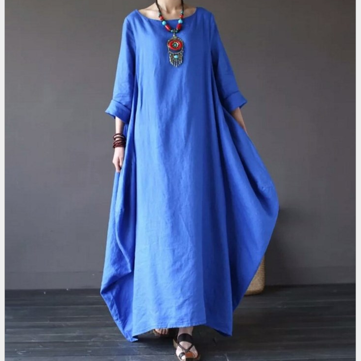 Ladies Casual Solid Color Loose Dress