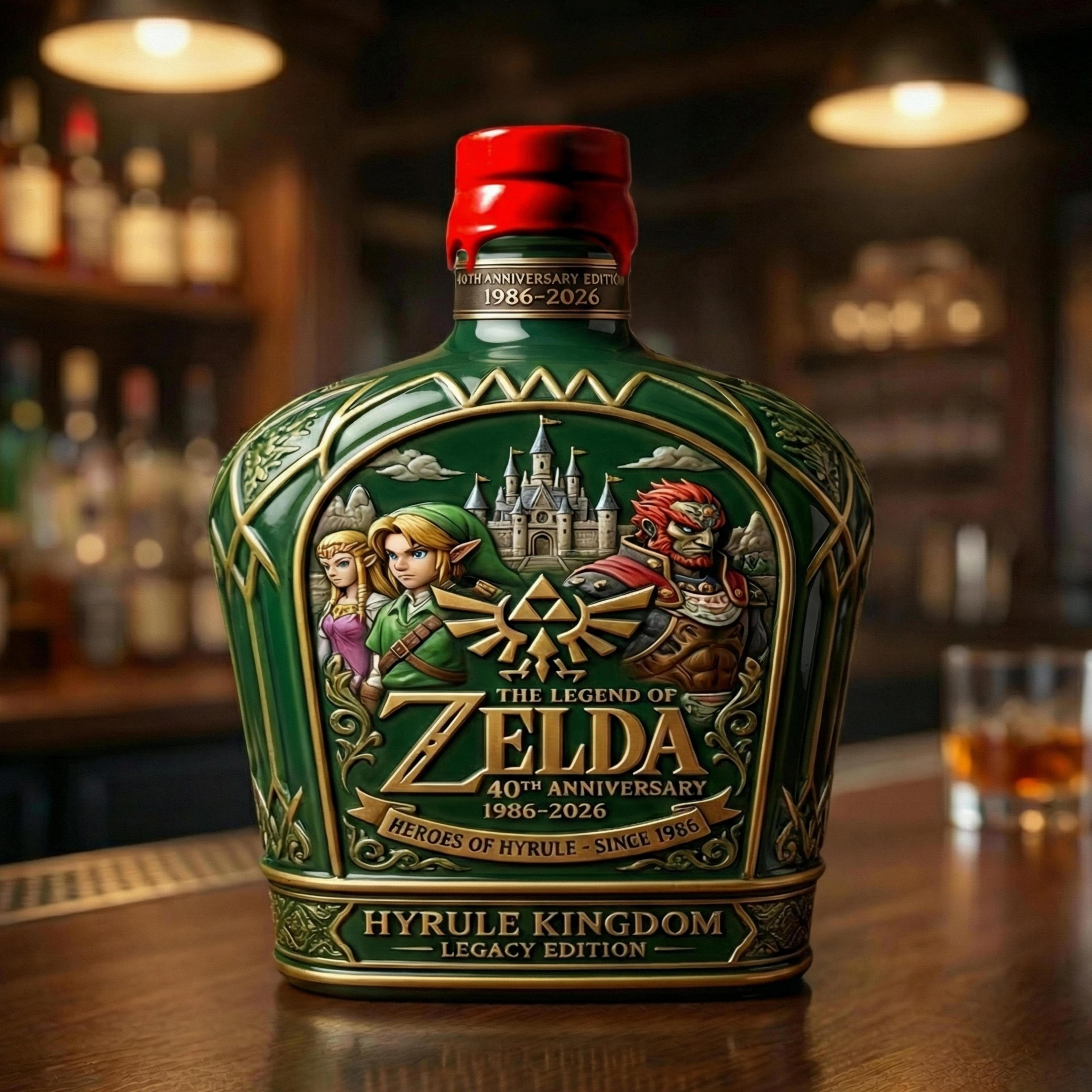 The Legend of Zelda 40th Anniversary whisky bottle