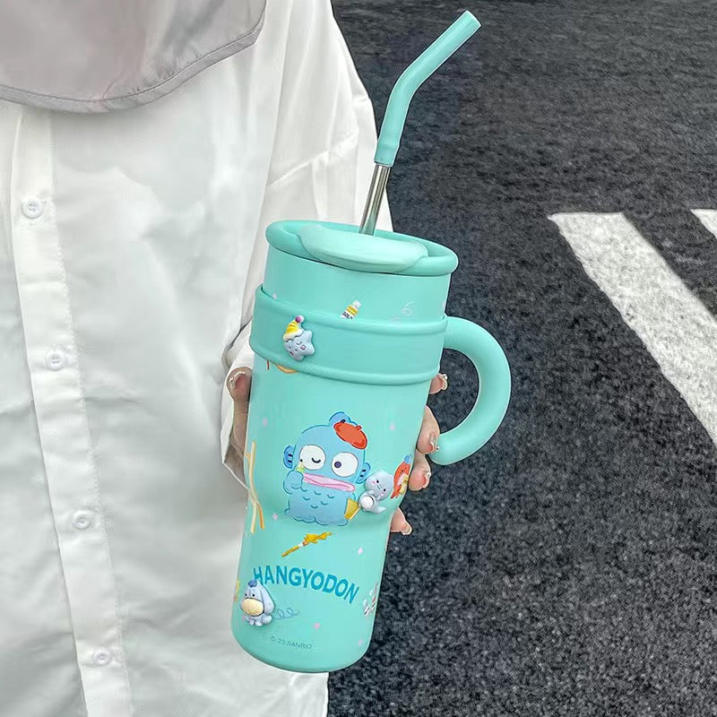 KT Vacuum Insulated Stainless Steel Travel Tumbler with Splash-Proof Lid, Includes Reusable Plastic Straw and Fits in Car Cup Holders