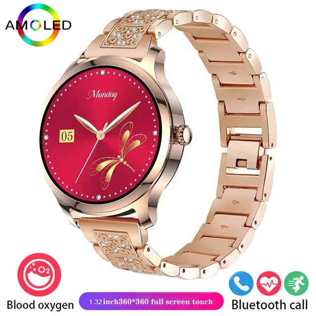YPAY LW92 HD Bluetooth Talk Smartwatch Women's Health Monitor Waterproof Sport Smartwatch Voice Assistant Women's Smartwatch