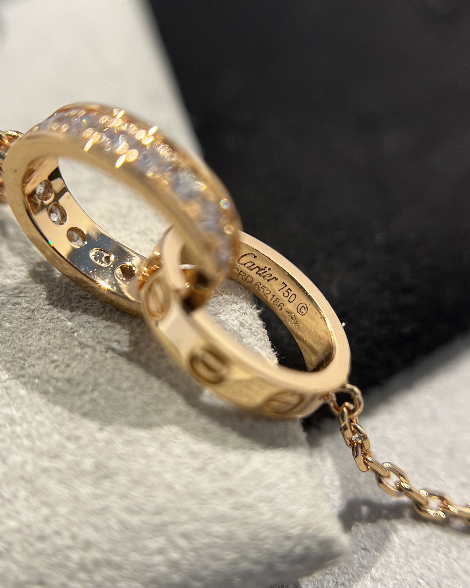 Cartier Classic Diamond Double Ring Necklace
