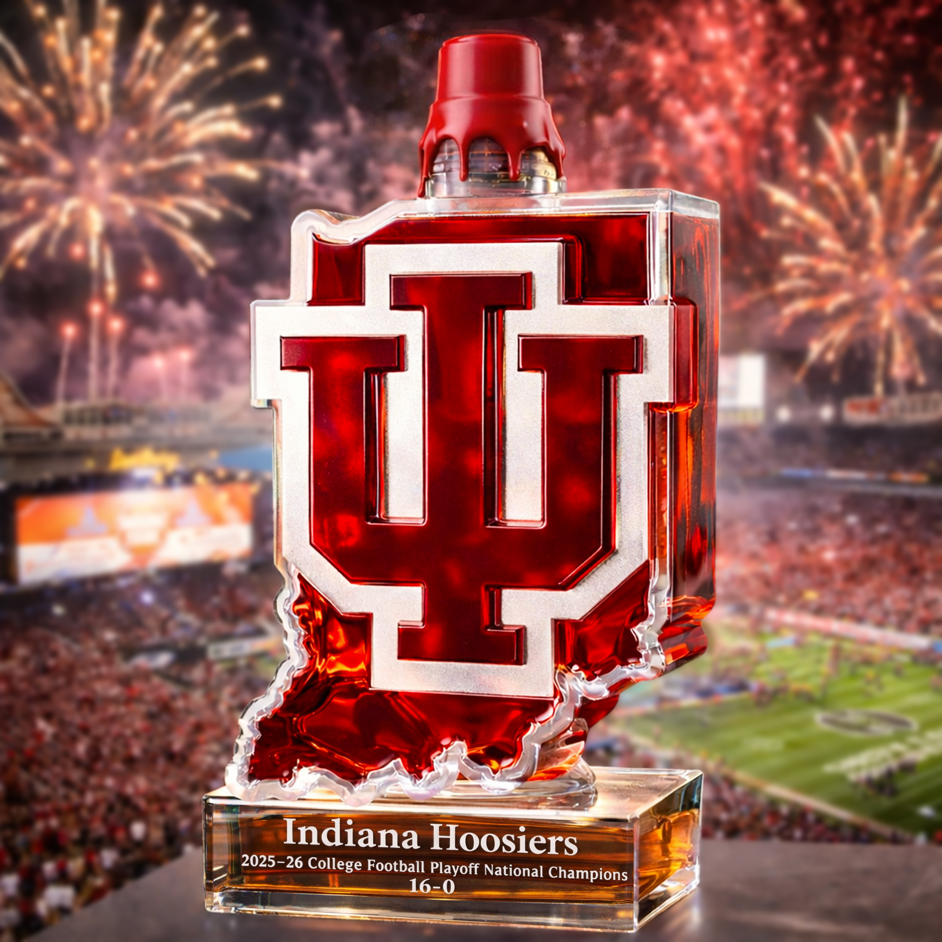 👑🥃 Indiana Hoosiers – 2025–26 CFP National Champions Whiskey Bottle