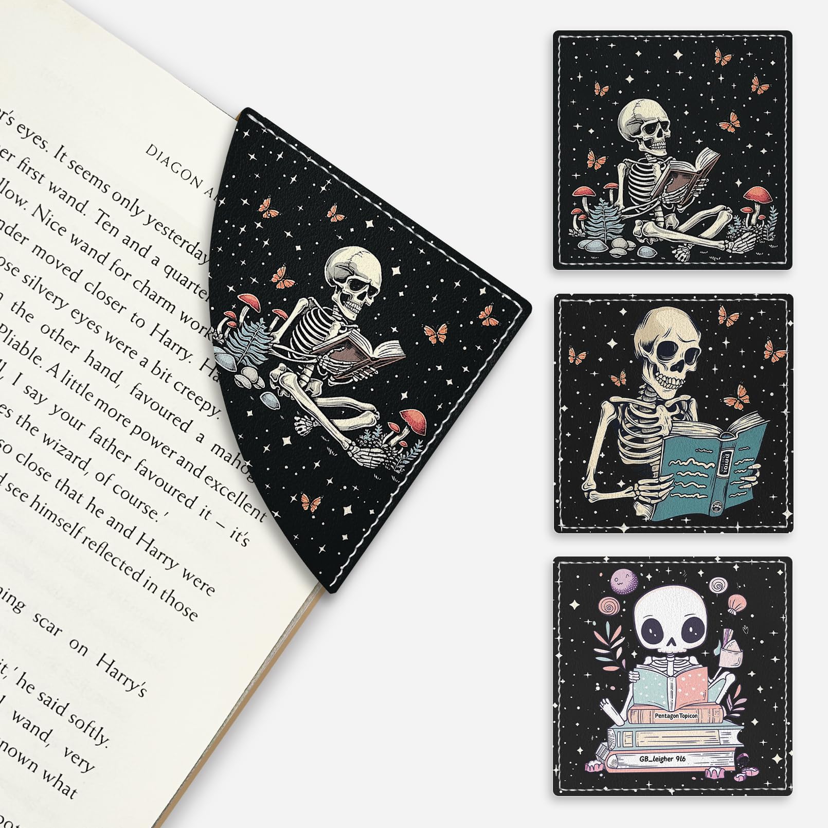 🔥ON SALE🔥3 Pcs Cute Black Cat Floral Corner Bookmarks - Funny Leather Book Accessories for Book Lovers