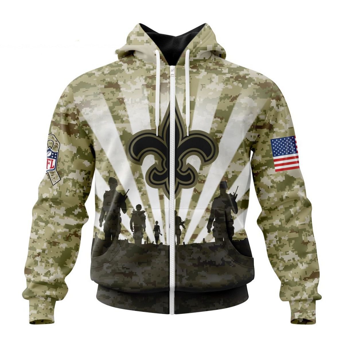 NEW ORLEANS SAINTS 3D HOODIE HONOR VETERANS