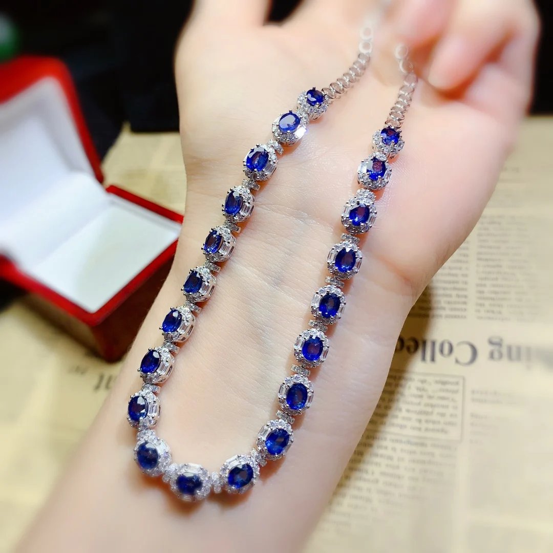 925 Sterling silver natural sapphire ruby garnet choker necklace Fire Color good women's luxury jewelry certified boutique