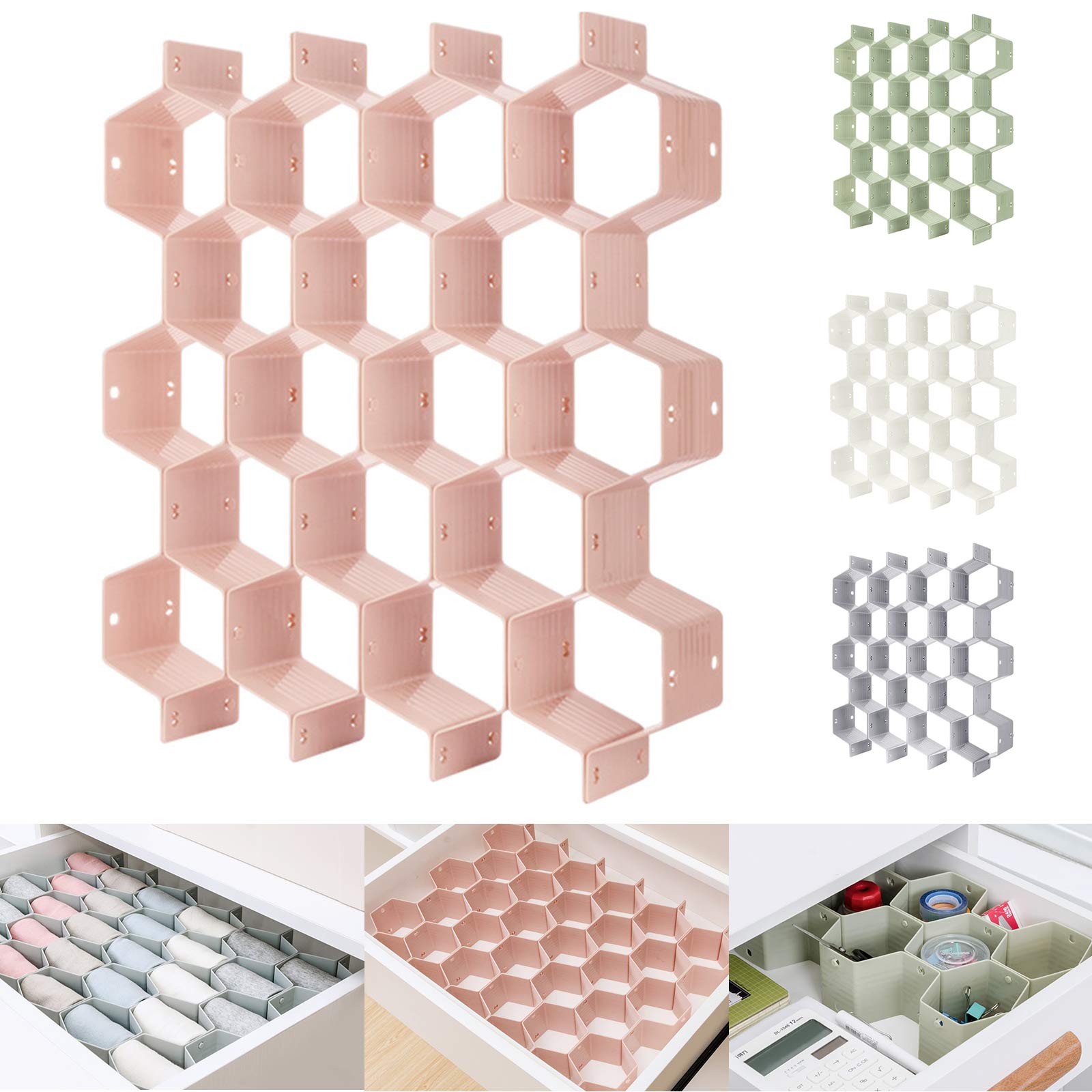 8 Pcs/Set Honeycomb Separator Adjustable Drawer Organizer Divider for Underwear Belt-Scarf Socks Organizer