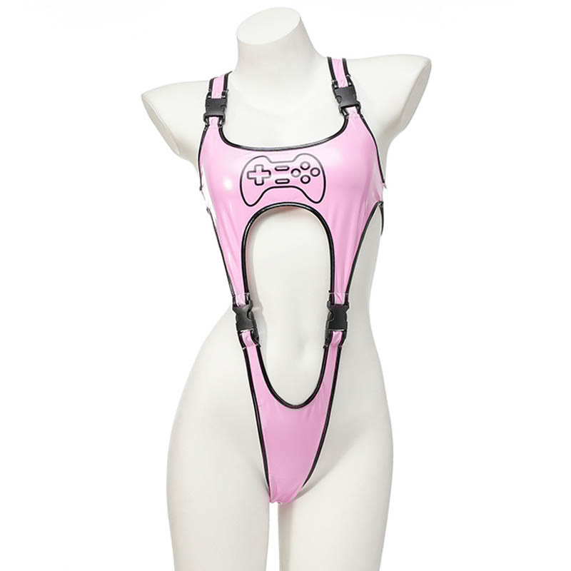 PU Hollow Out Jumpsuit Lingerie