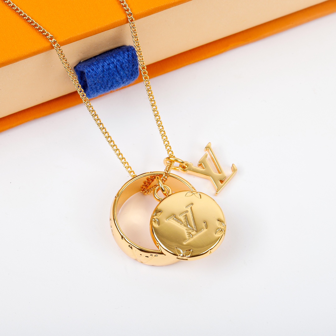 Louis Vuitton Floral Embossed Hoop Ring Necklace