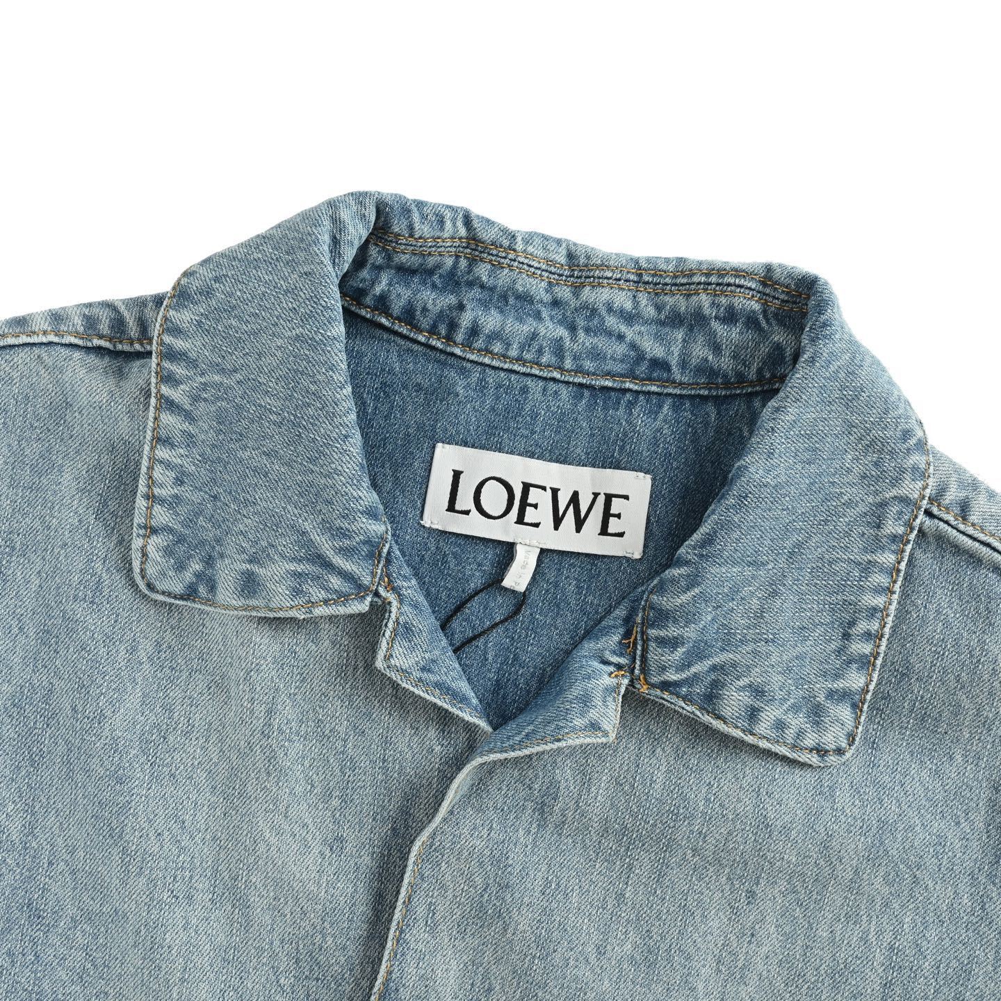 Loewe 25ss Anagram half-embroidered denim short-sleeved shirt