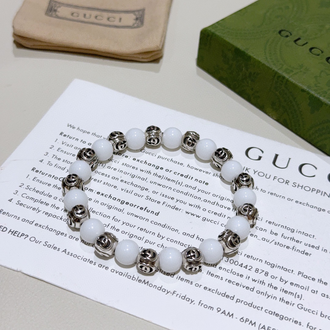 Gucci natural stone distressed bracelet