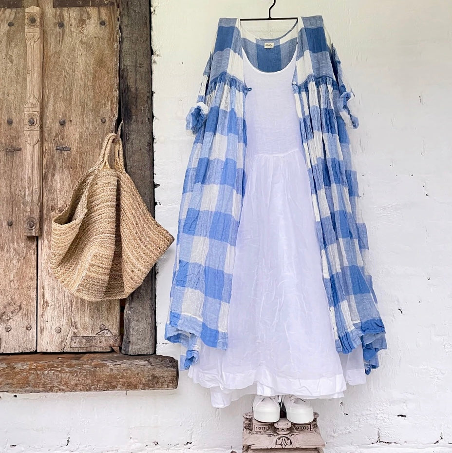 Plaid Comfortable Loose Button Cardigan Midi Dress