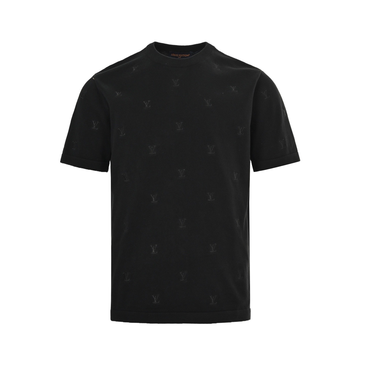Louis Vuitton 25ss all-over small logo embroidered knitted short-sleeved shirt