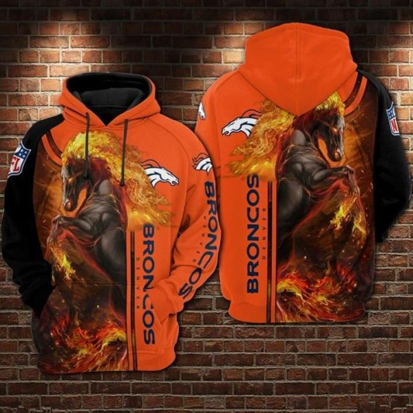 DENVER BRONCOS 3D HOODIE SKULL 115