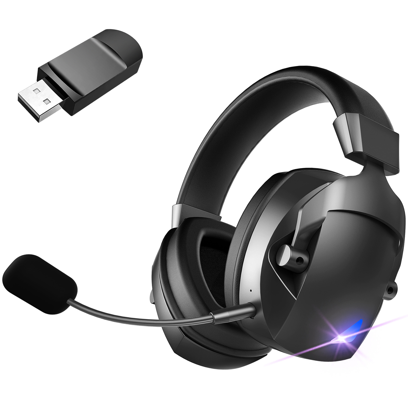 Wireless Gaming Headset With Noise Cancelling Microphone, 2.4G & Wireless Dual Mode Gaming Headphones, Wireless Headset Suitable For PC, PS4, PS5, Smart Phone, Mac, Laptop