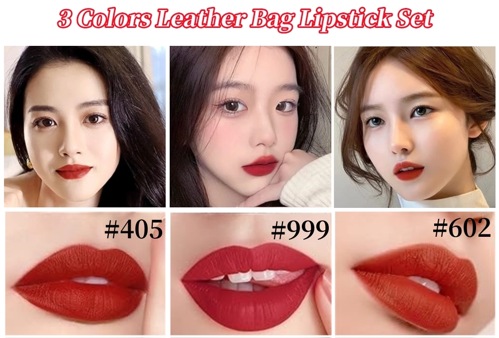 HOT SALE🔥Waterproof Non-Stick Cup Long Lasting Retractable 4 Colors Leather Bag Lipstick Set