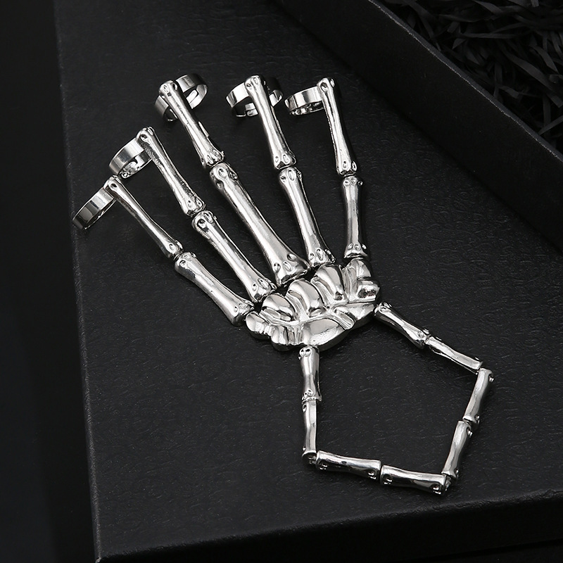 🖤💀Adjustable Punk Skull Hand Bone Ring Bracelet🖤Buy 3 Pcs Get 10% Off & Free Shipping