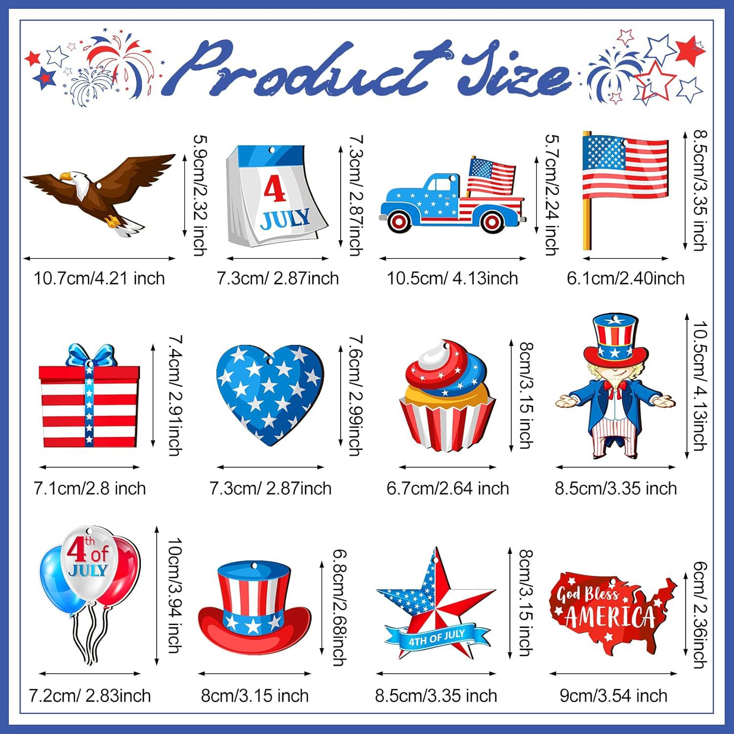 🔥[SAVE 50% OFF]--Independence Day Patriotic Decor-Handmade Double-sided printing Wooden Ornaments with the equipped rope