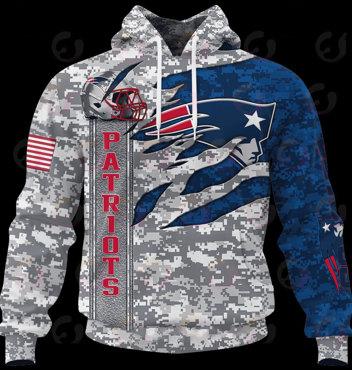 NEW ENGLAND PATRIOTS 3D HOODIE CAMO US