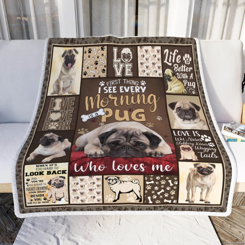A Pug Who Loves Me Sofa Throw Blanket