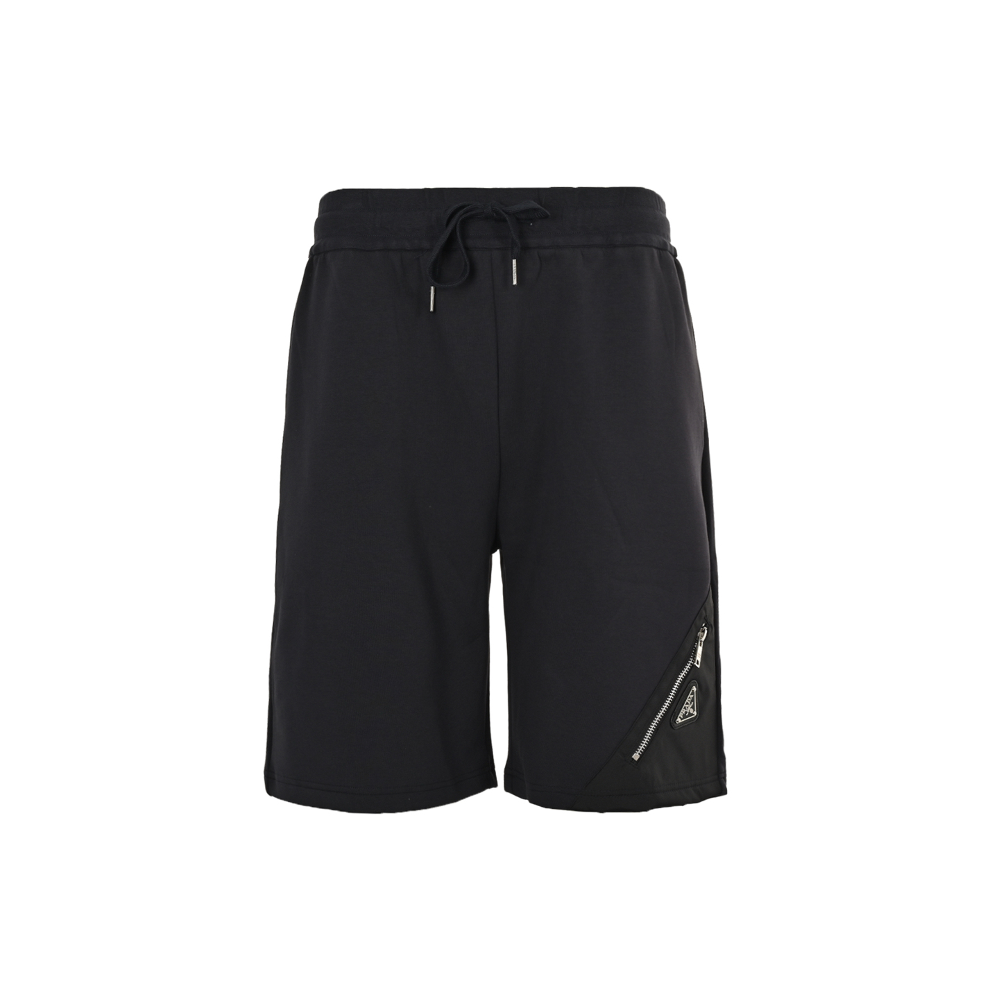 Prada 25ss triangle hem nylon patchwork pocket shorts