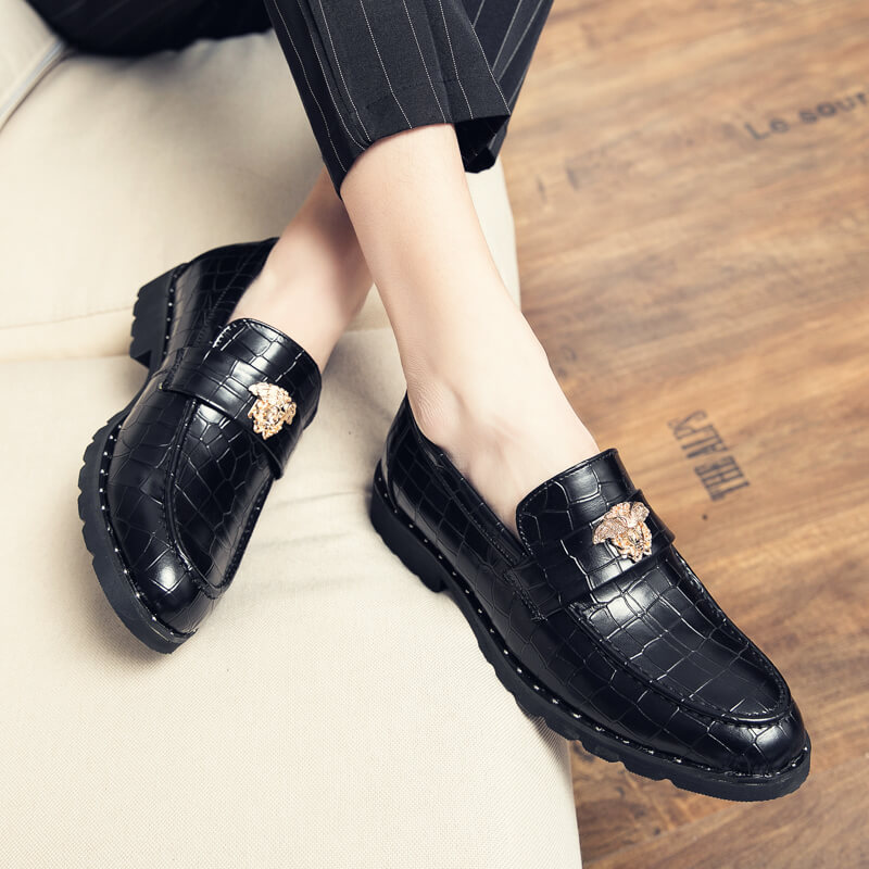 Men's Crocodile Print Business Casual Leather Loafers