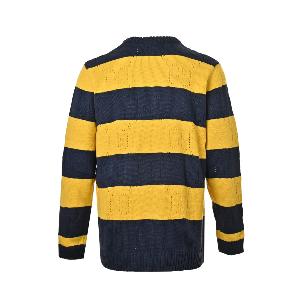 Gucci 24Fw Double G hollow contrast striped sweater