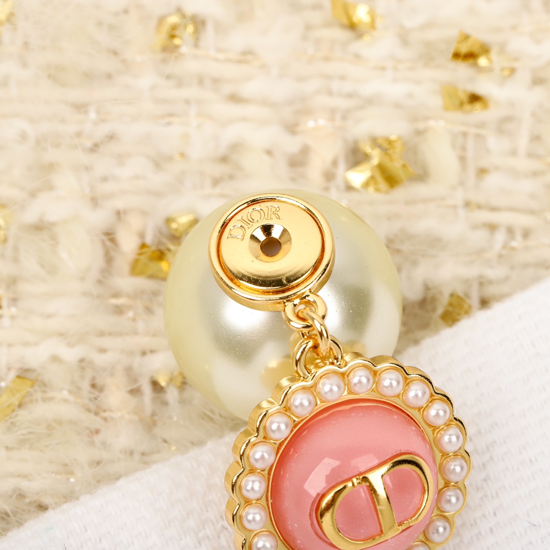 Dior Pink Sapphire Pearl Earrings