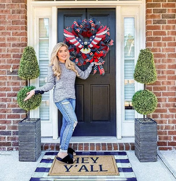 🔥[SAVE 50% OFF]--45CM/18 Inch Handmade American Patriotic Eagle Wreath---BUY 2 FREE SHIPPING