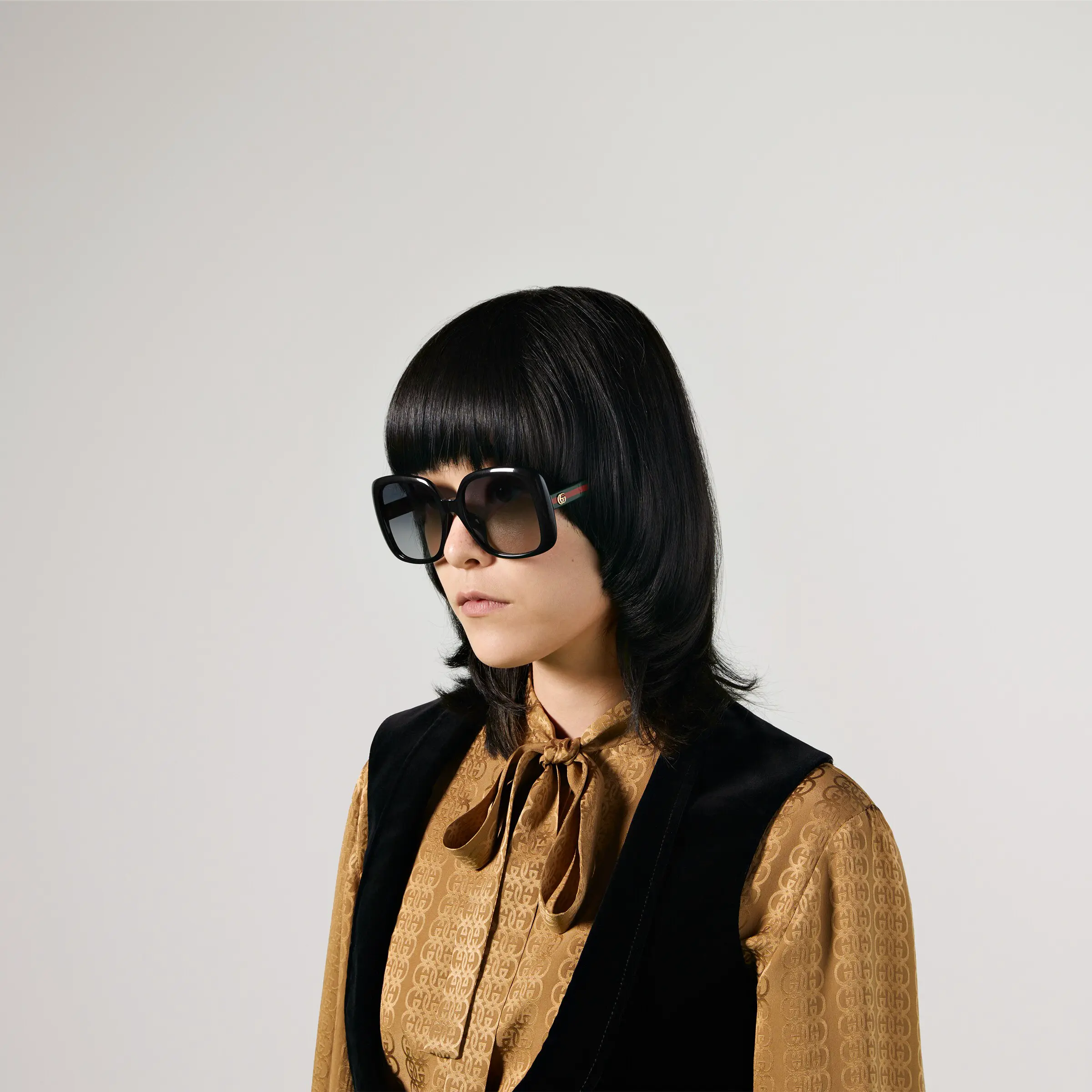 Gucci Square Frame Sunglasses with Web Fit