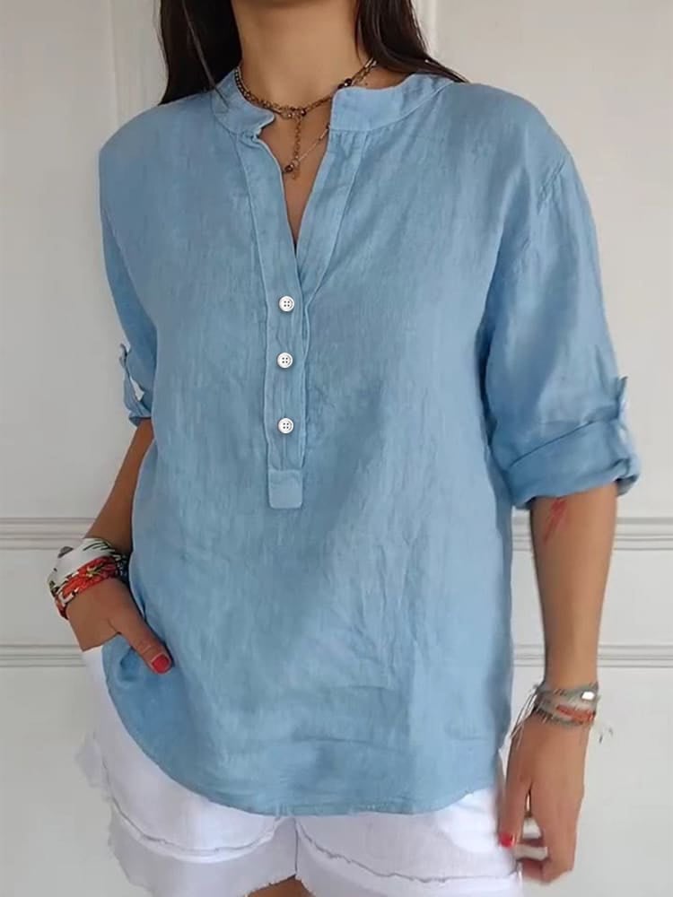 Women's Casual Loose Cotton And Linen Shirt