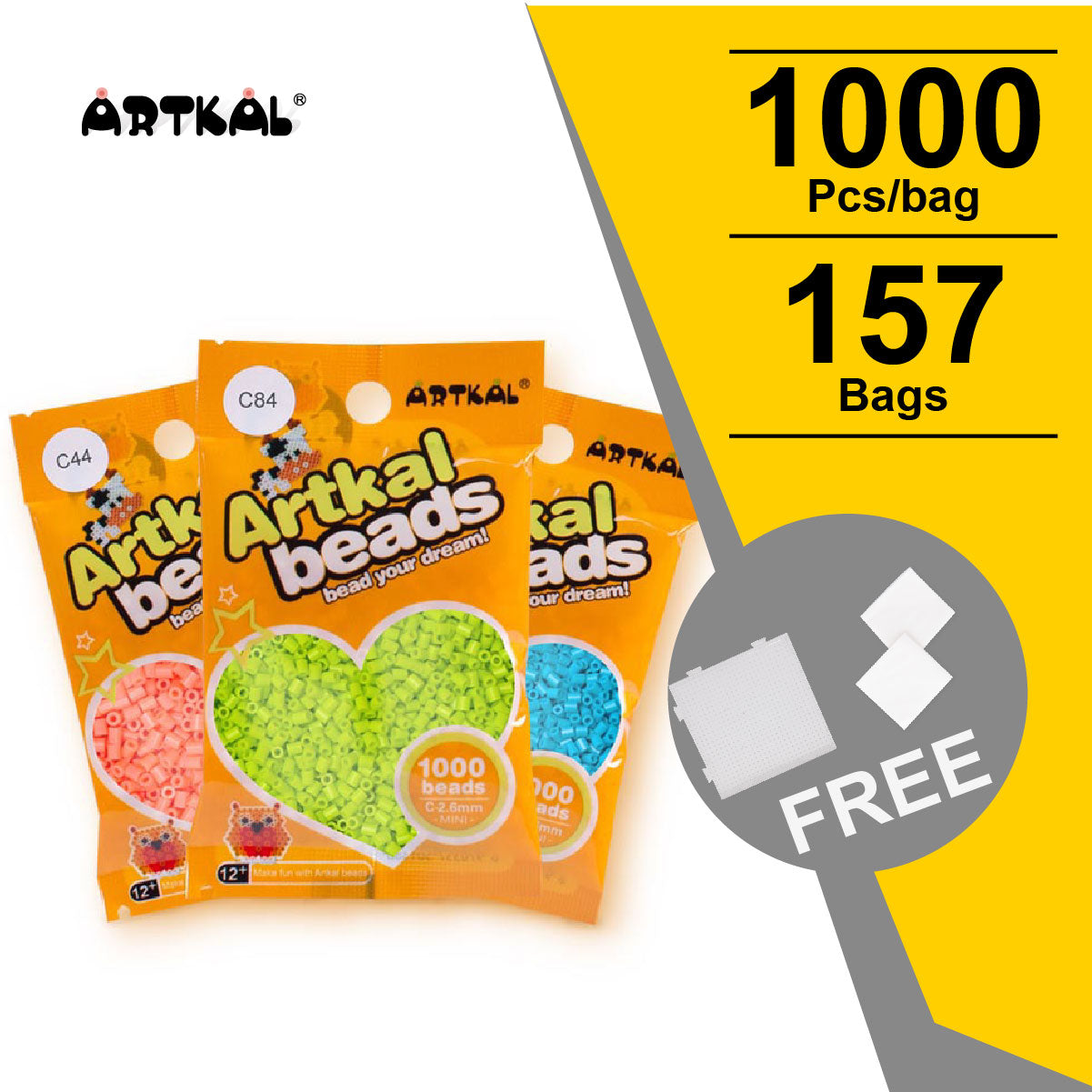 157 Bags Full Solid Colors Set 1000 Count Pack Mini C-2.6mm (CB1000-FS)