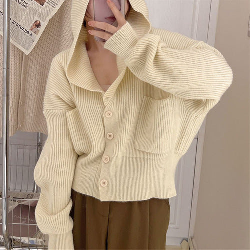 Retro Korean Style Loose Rhombus Pattern Thickened Student Sweater Coat