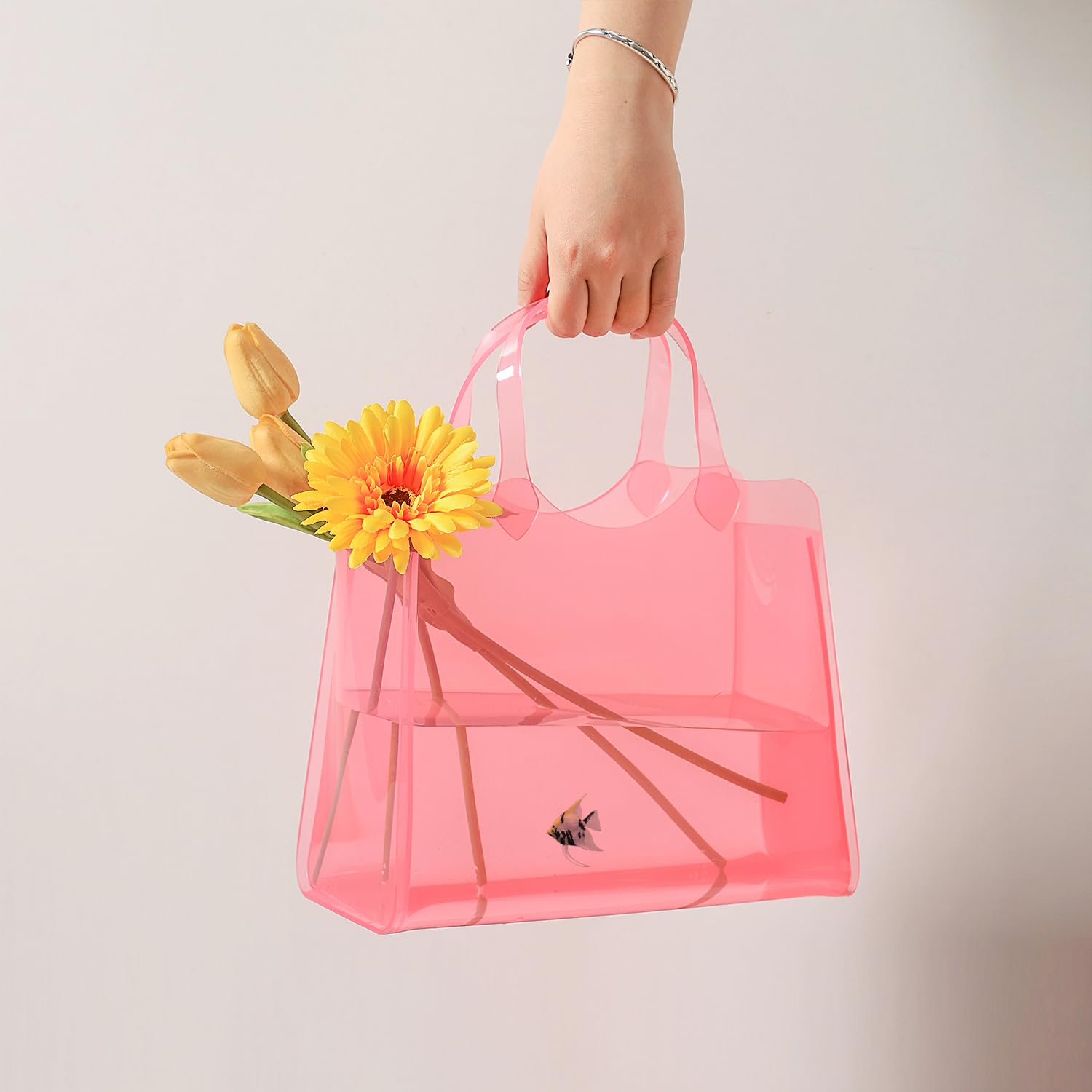 Bag Vase for Flowers, Pink Acrylic Vase, Modern Flower Vase