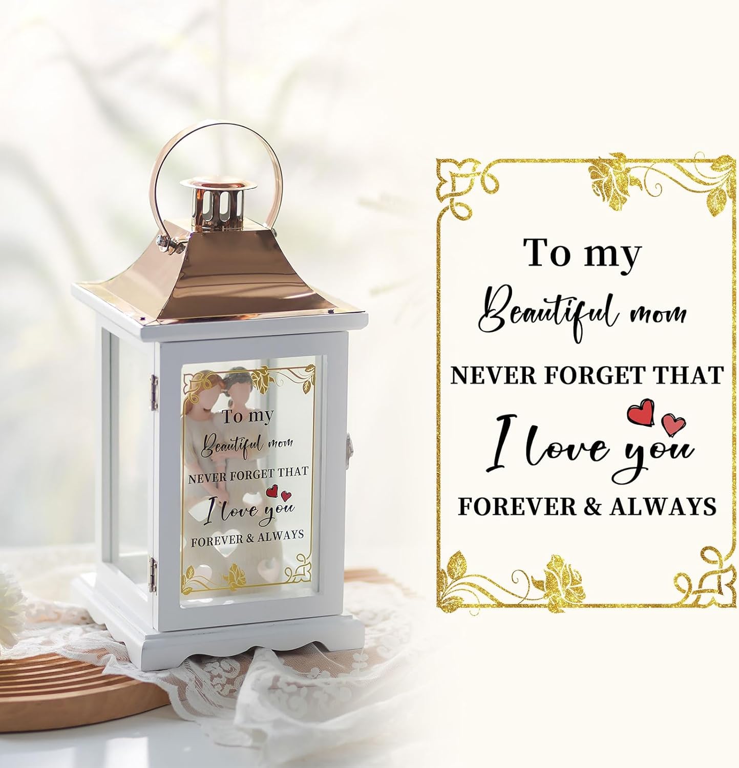 💖Mothers Gifts: Unique Decorative Lantern Sentimental Gift Ideas from Daughter Candle Holders Decor with Tealight