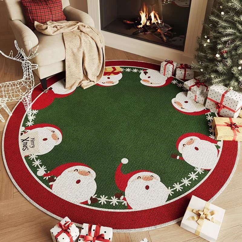 Christmas round carpet atmosphere washable dirt resistant full spread sofa coffee table blanket Christmas tree festive decoration mat