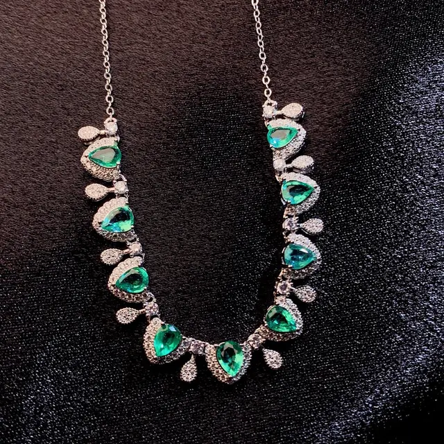 925 Sterling Silver Natural Emerald Necklace Christmas Pendant Women's Necklace Gem 925 Sterling Silver Jewelry Certified