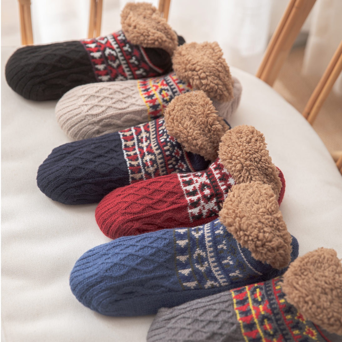 🎅2024 Christmas Promos🔥Cozy Non Slip Knitted Slipper Socks